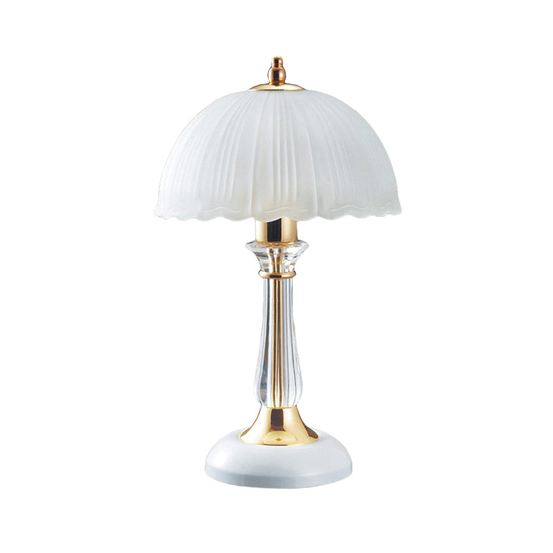 Lampada da lettura per soggiorno Hemisphere contemporanea in vetro bianco con 1 lampadina