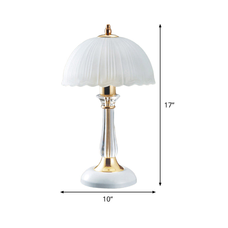 Lampada da lettura per soggiorno Hemisphere contemporanea in vetro bianco con 1 lampadina