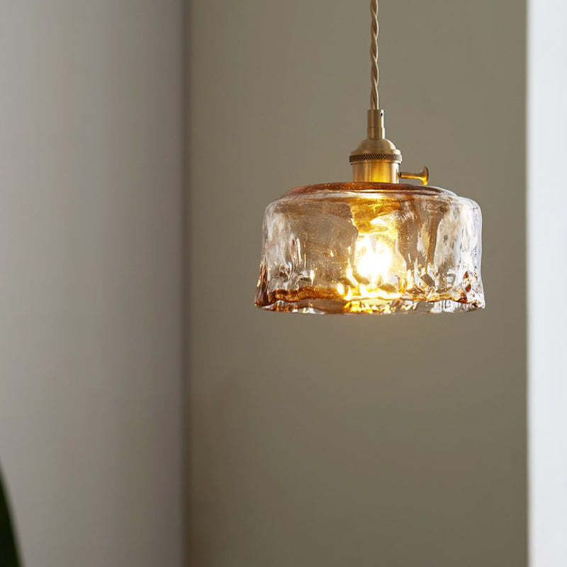 Industrial 1 Light Down Mini Pendant Copper Glass Hanging Light Kit for Dining Room