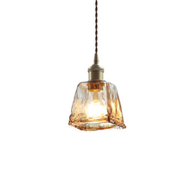 Industrial 1 Light Down Mini Pendant Copper Glass Hanging Light Kit for Dining Room