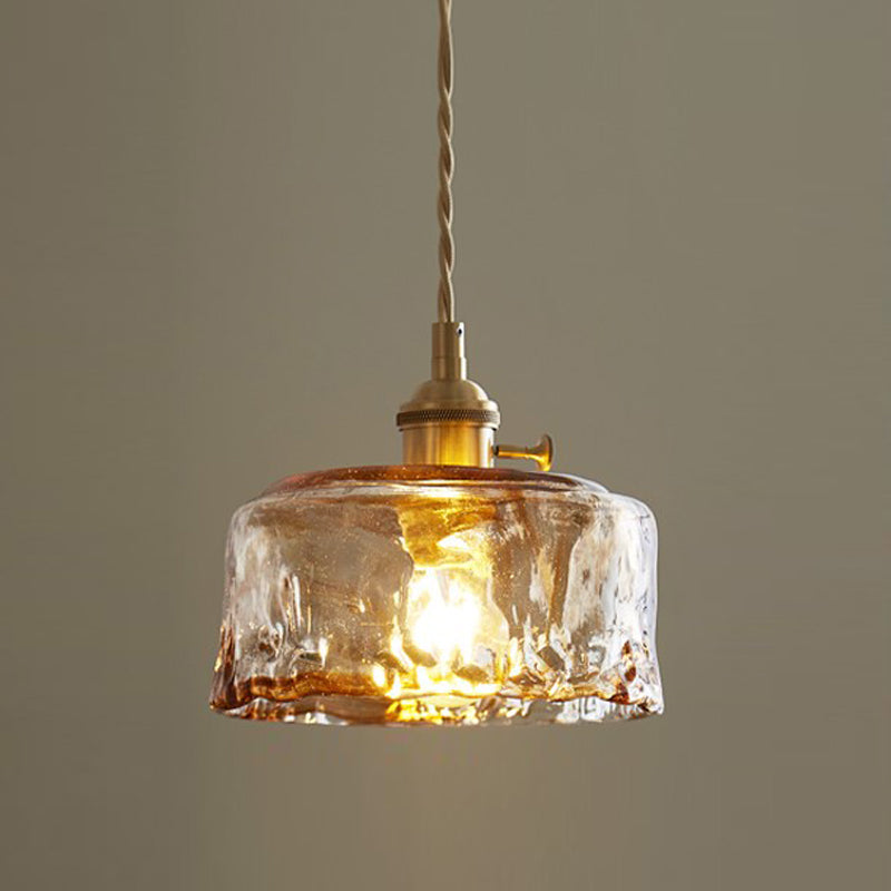 Industrial 1 Light Down Mini Pendant Copper Glass Hanging Light Kit for Dining Room