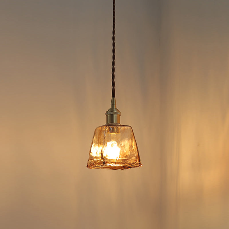 Industrial 1 Light Down Mini Pendant Copper Glass Hanging Light Kit for Dining Room