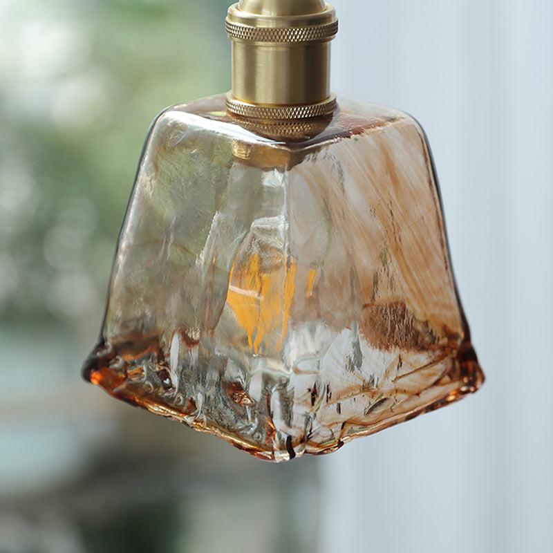 Industrial 1 Light Down Mini Pendant Copper Glass Hanging Light Kit for Dining Room