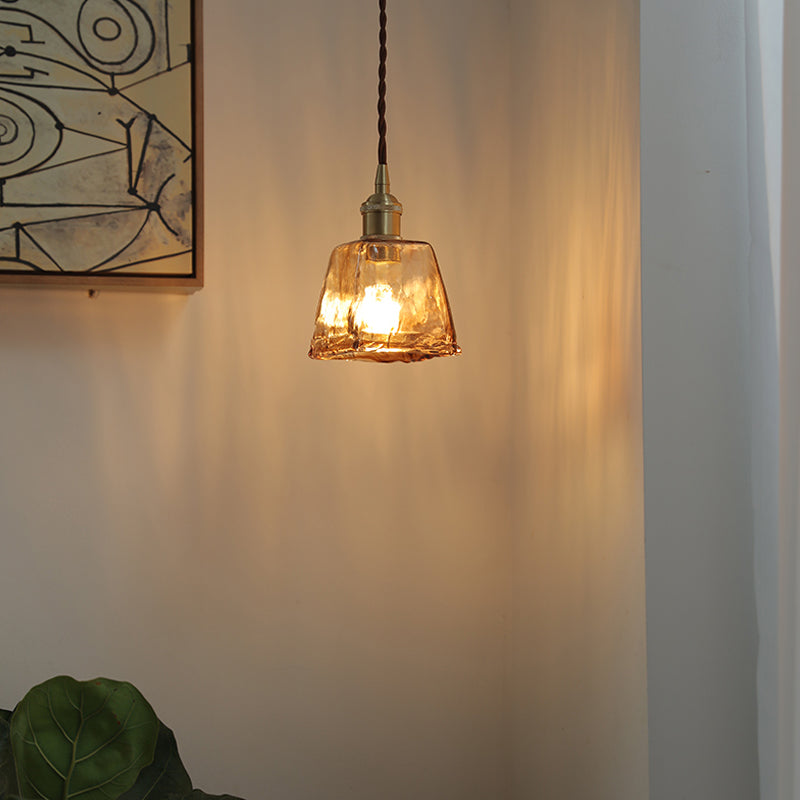 Industrial 1 Light Down Mini Pendant Copper Glass Hanging Light Kit for Dining Room