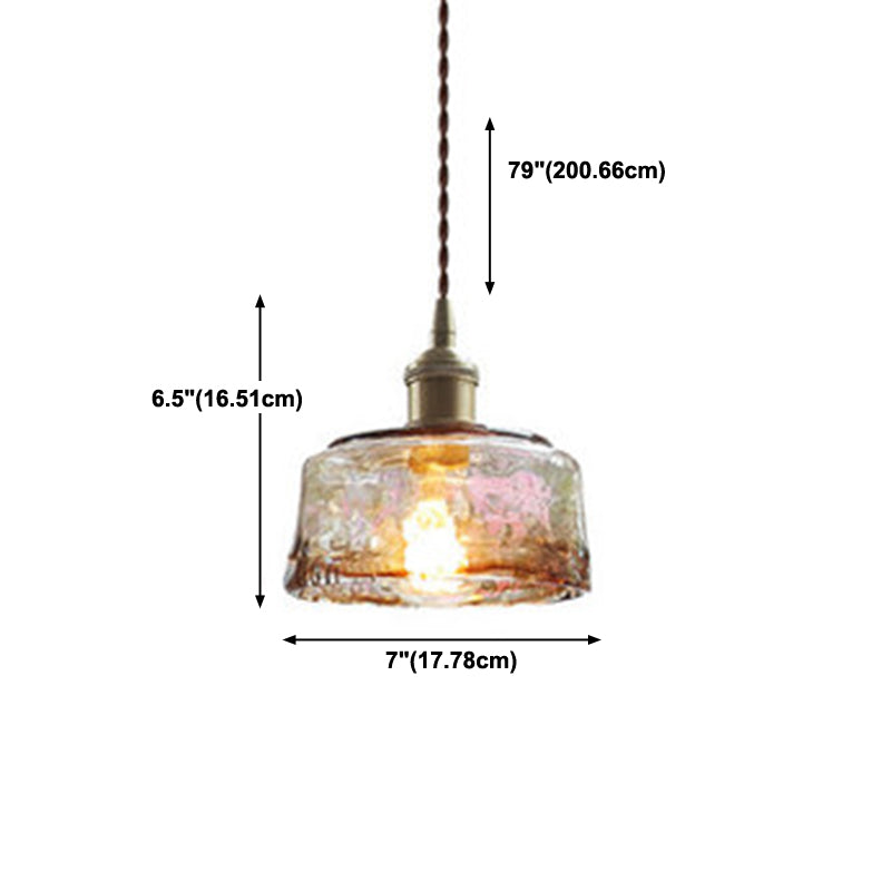 Industrial 1 Light Down Mini Pendant Copper Glass Hanging Light Kit for Dining Room