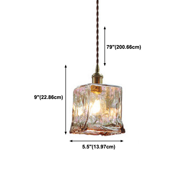 Industrial 1 Light Down Mini Pendant Copper Glass Hanging Light Kit for Dining Room