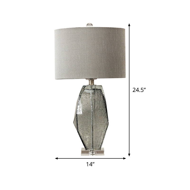 1 tête de salle à manger lampe à table moderne de bureau gris moderne avec une teinte en tissu cylindrique