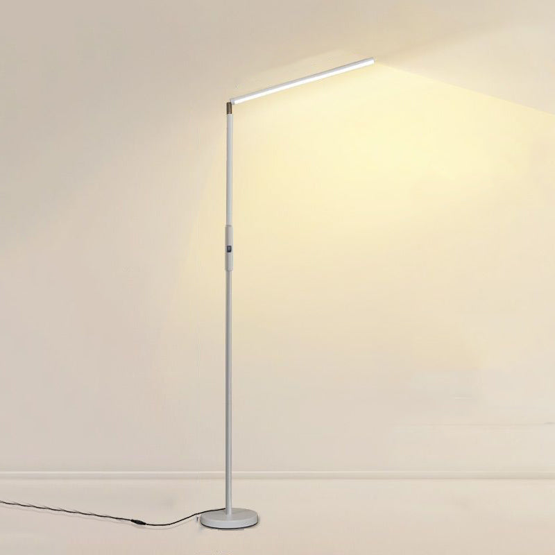 Nordic Style Iron Floor Lamp Strip Shape LED Floor Light with Silica Gel Shade for Bedroom
