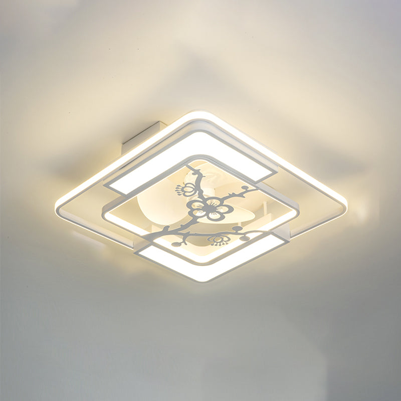 Modern Ceiling Fan Light LED Ceiling Mount Lamp with Acrylic Shade for Bedroom