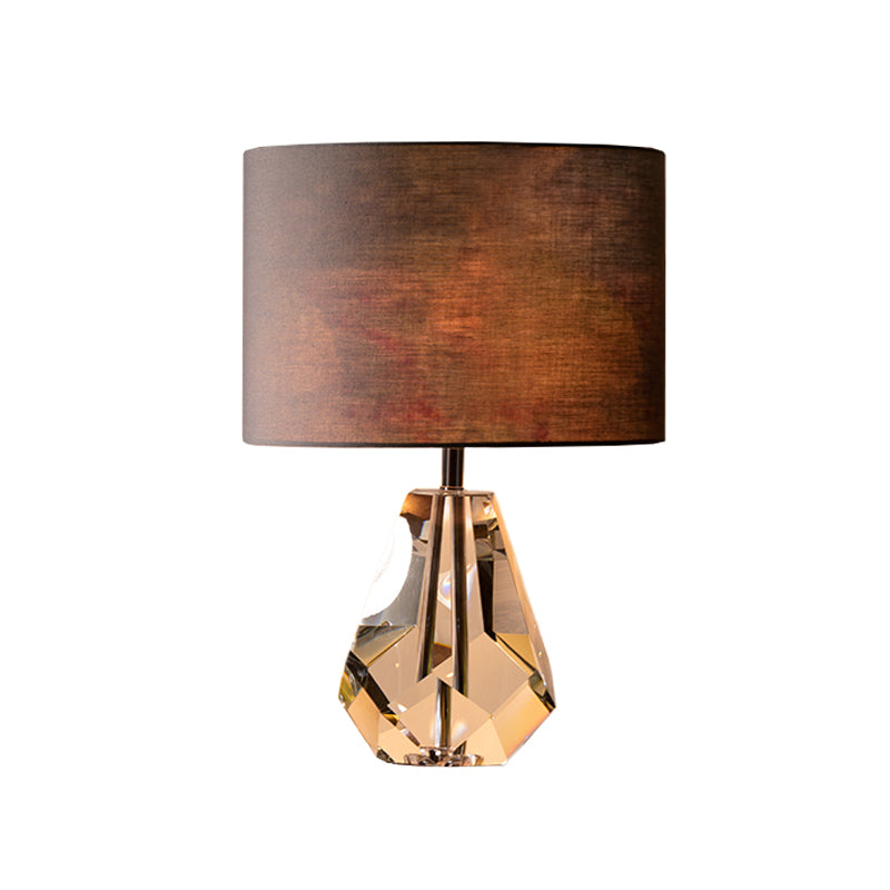 Diamond Fabric Task Lamp Simplicity Faceted Crystal 1 Bulb Reading Book Light in Brown