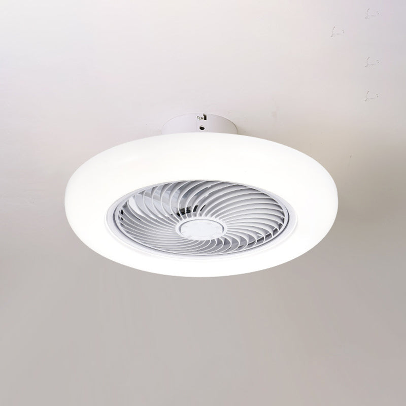 Modern Style Round Fan Light Fixture Acrylic Bedroom LED Semi Flush Ceiling Light