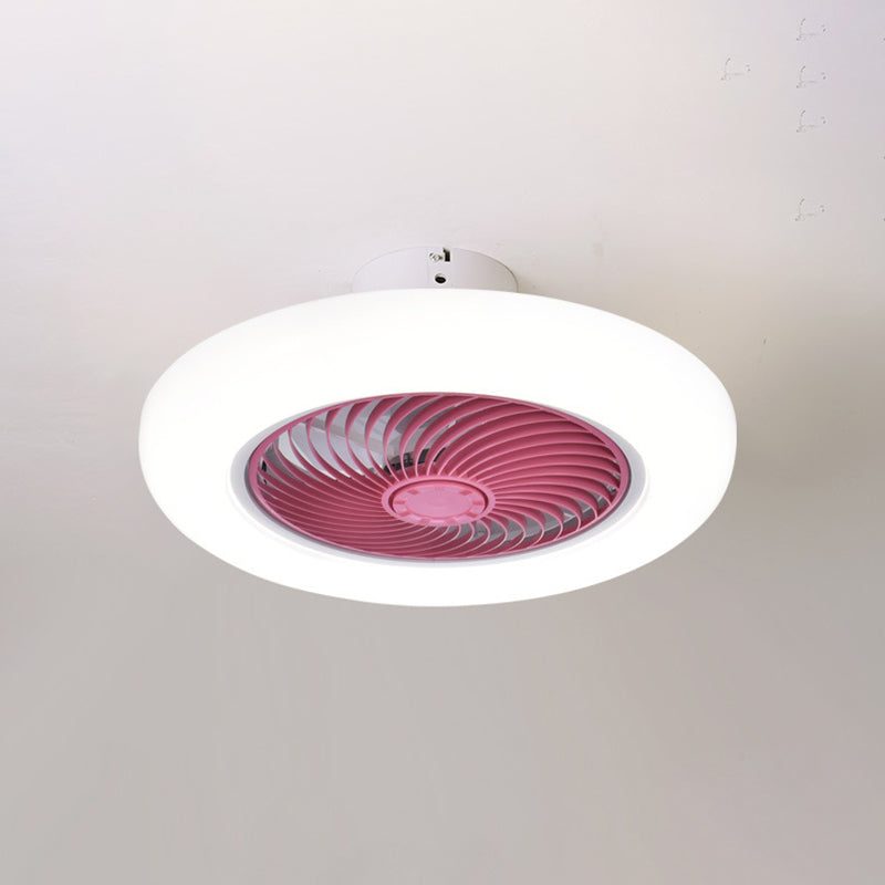 Modern Style Round Fan Light Fixture Acrylic Bedroom LED Semi Flush Ceiling Light