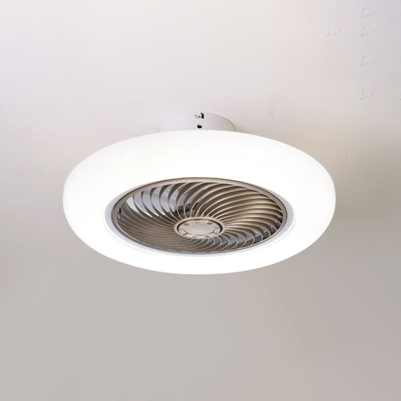 Modern Style Round Fan Light Fixture Acrylic Bedroom LED Semi Flush Ceiling Light