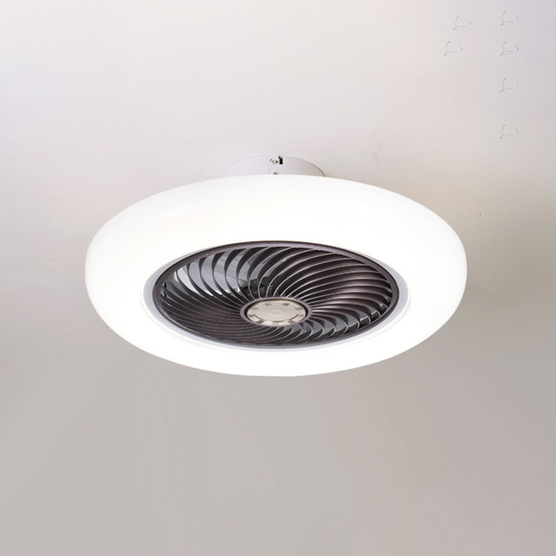 Modern Style Round Fan Light Fixture Acrylic Bedroom LED Semi Flush Ceiling Light