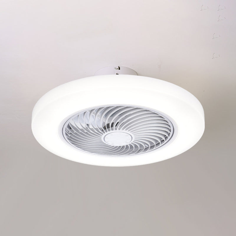 Modern Style Round Fan Light Fixture Acrylic Bedroom LED Semi Flush Ceiling Light
