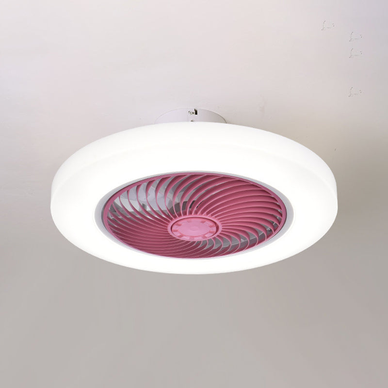 Modern Style Round Fan Light Fixture Acrylic Bedroom LED Semi Flush Ceiling Light