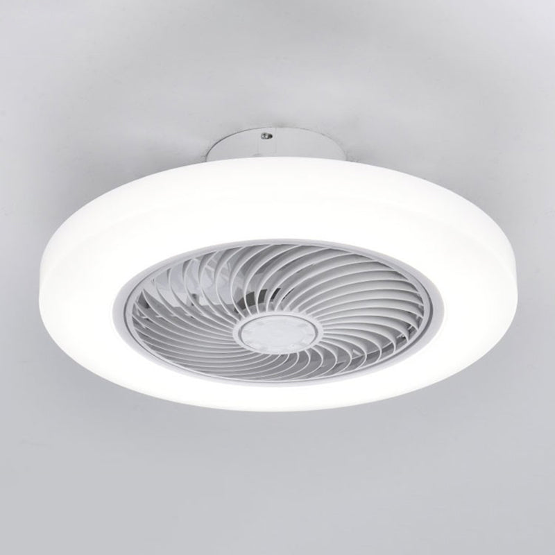 Modern Style Round Fan Light Fixture Acrylic Bedroom LED Semi Flush Ceiling Light