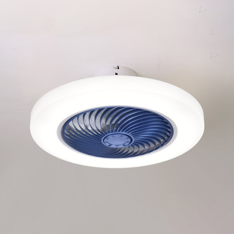 Modern Style Round Fan Light Fixture Acrylic Bedroom LED Semi Flush Ceiling Light