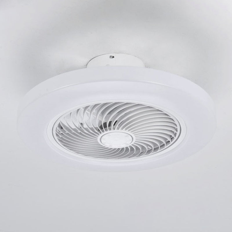 Modern Style Round Fan Light Fixture Acrylic Bedroom LED Semi Flush Ceiling Light