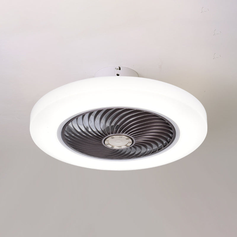 Modern Style Round Fan Light Fixture Acrylic Bedroom LED Semi Flush Ceiling Light