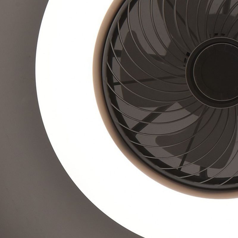 Modern Style Round Fan Light Fixture Acrylic Bedroom LED Semi Flush Ceiling Light