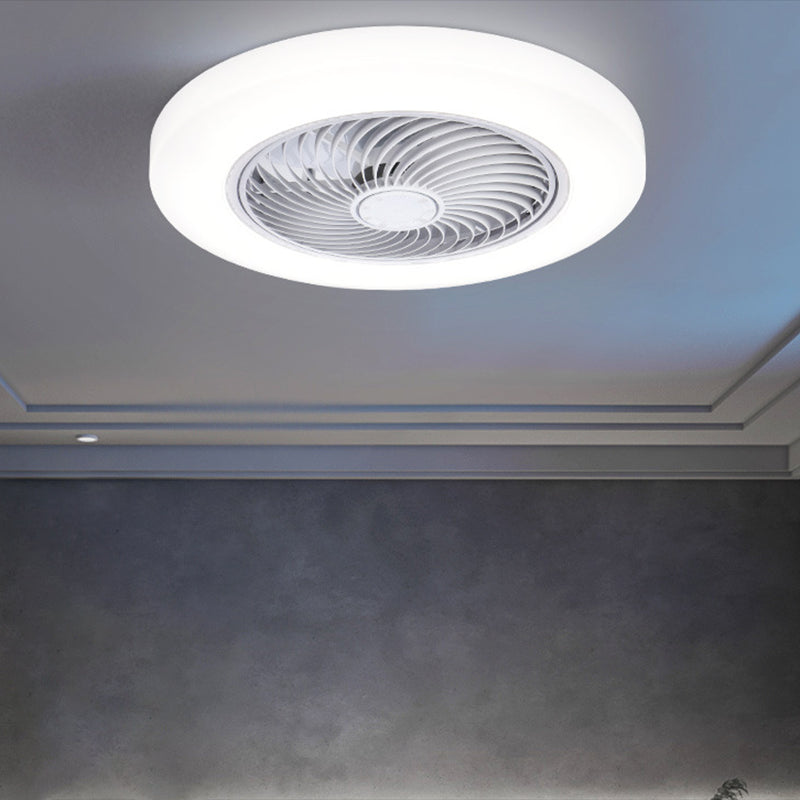 Modern Style Round Fan Light Fixture Acrylic Bedroom LED Semi Flush Ceiling Light