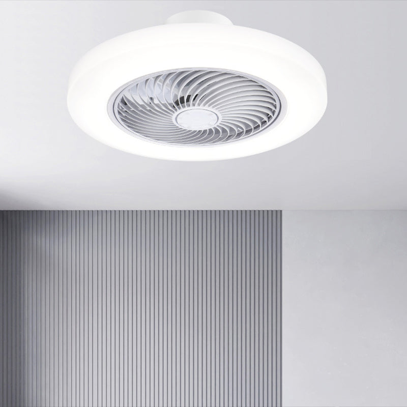 Modern Style Round Fan Light Fixture Acrylic Bedroom LED Semi Flush Ceiling Light