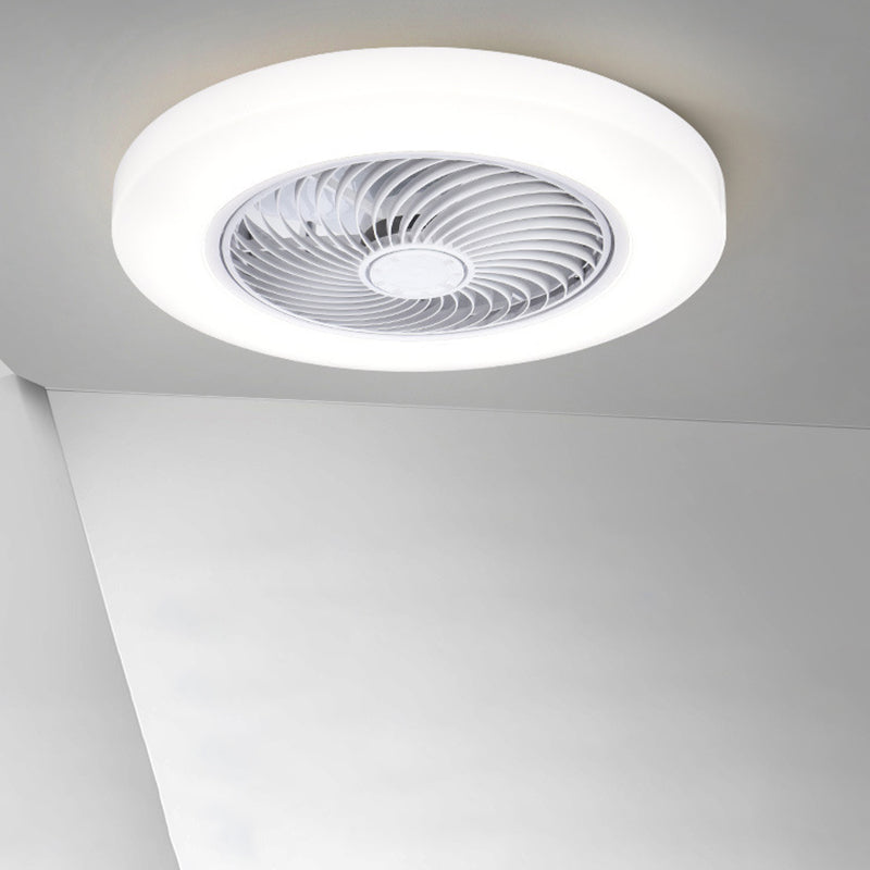 Modern Style Round Fan Light Fixture Acrylic Bedroom LED Semi Flush Ceiling Light