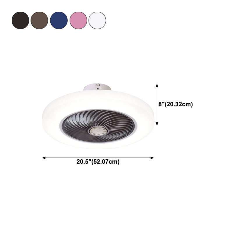 Modern Style Round Fan Light Fixture Acrylic Bedroom LED Semi Flush Ceiling Light
