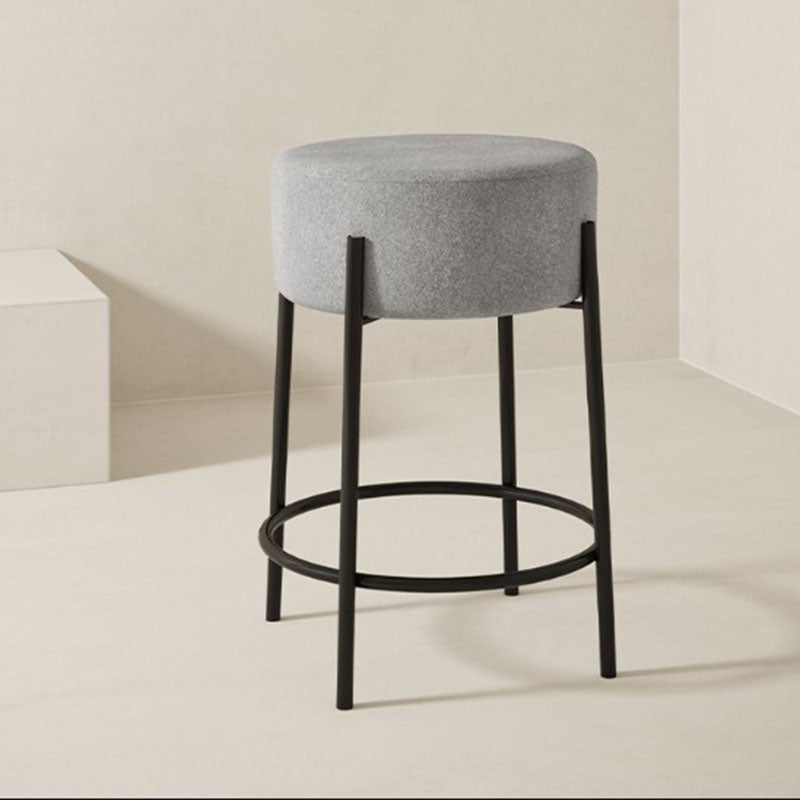 Modern Armless Backless Counter Stool Iron Cafe Bar Stool with Cushion and Pedal