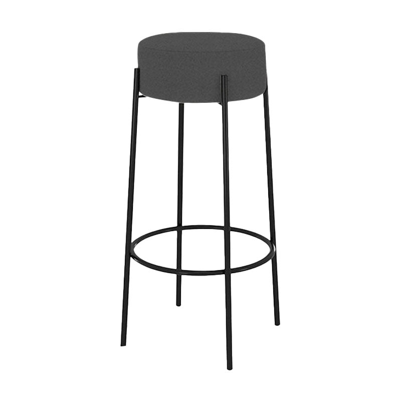 Modern Armless Backless Counter Stool Iron Cafe Bar Stool with Cushion and Pedal
