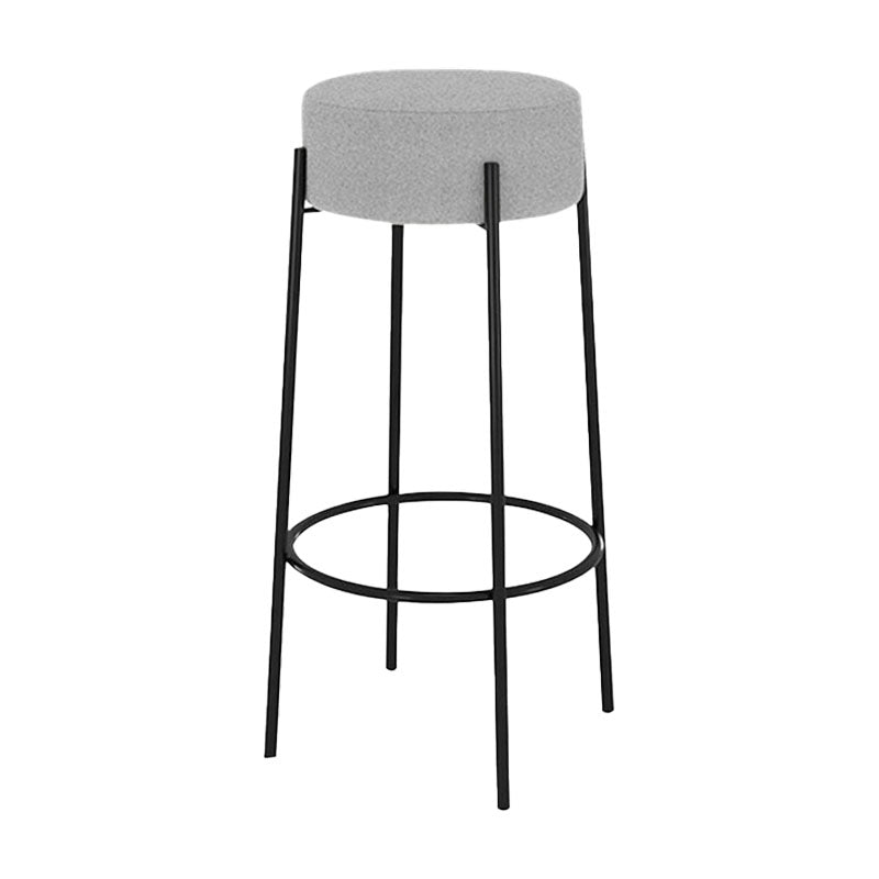 Modern Armless Backless Counter Stool Iron Cafe Bar Stool with Cushion and Pedal