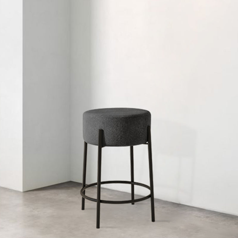 Modern Armless Backless Counter Stool Iron Cafe Bar Stool with Cushion and Pedal
