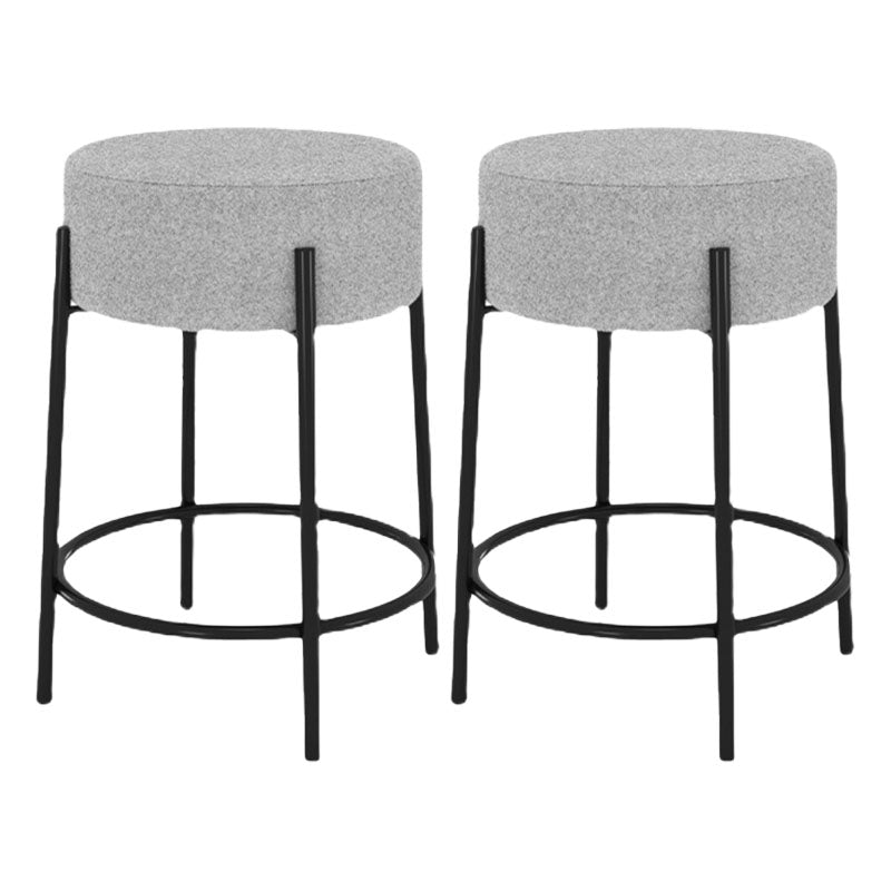 Modern Armless Backless Counter Stool Iron Cafe Bar Stool with Cushion and Pedal