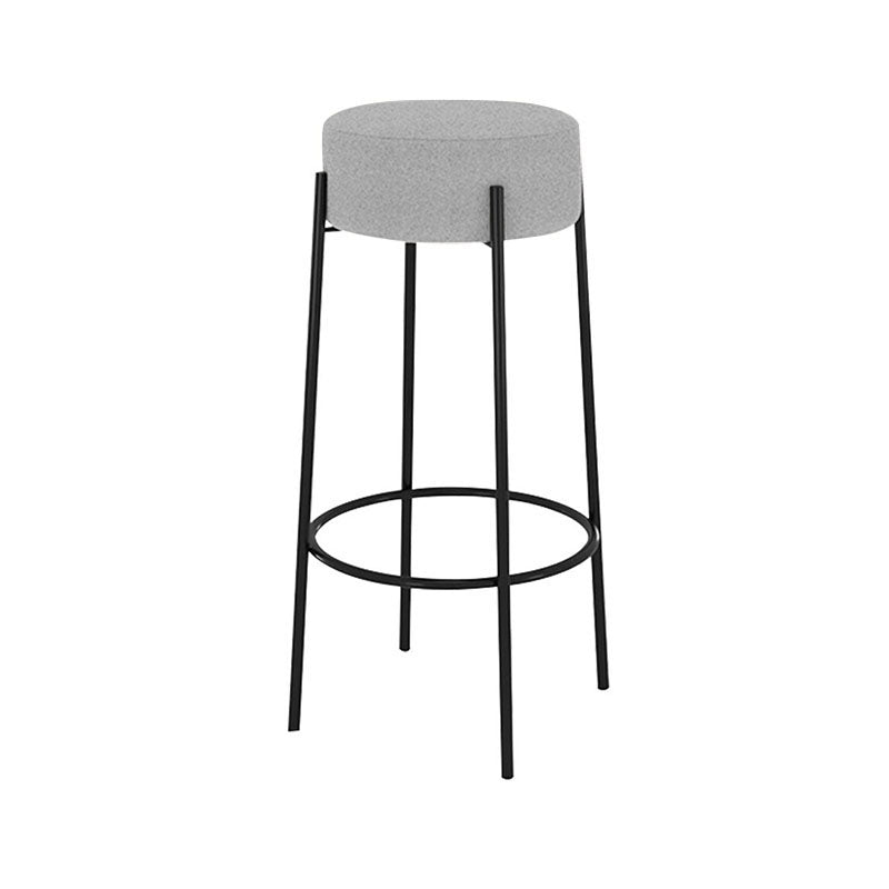 Modern Armless Backless Counter Stool Iron Cafe Bar Stool with Cushion and Pedal