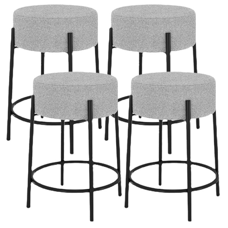 Modern Armless Backless Counter Stool Iron Cafe Bar Stool with Cushion and Pedal