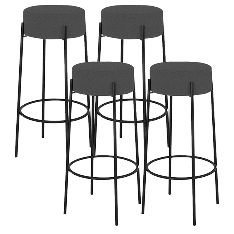 Modern Armless Backless Counter Stool Iron Cafe Bar Stool with Cushion and Pedal