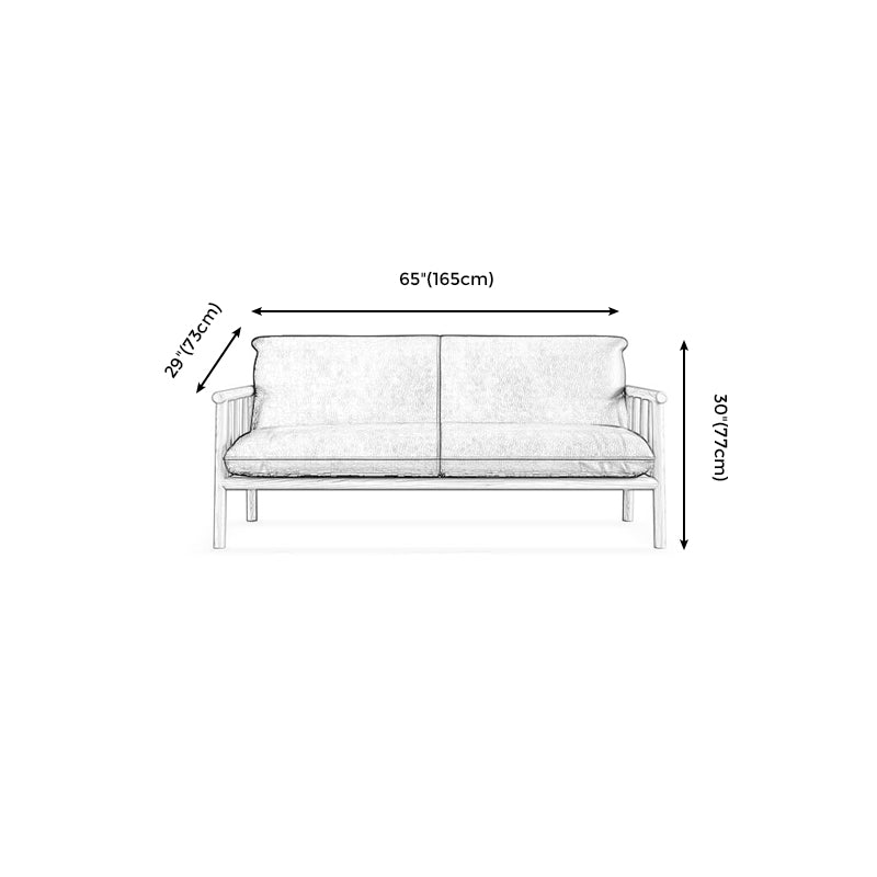 Farmhouse Square Arm Sofa Tight Back Settee with Walnut/Natural Legs