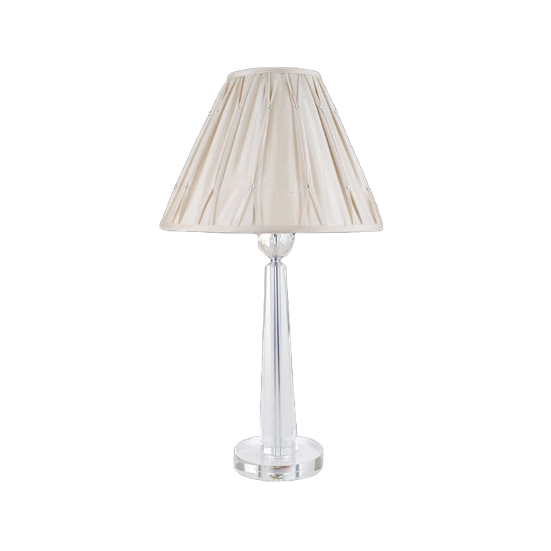 Brede flare kristal taak licht eenvoud stof 1 bol beige nachtkastje lamp voor bed