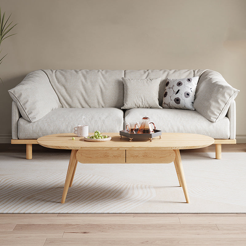 Living Room Cotton Couch Pillow Top Arm Sofa with Solid Wood Legs