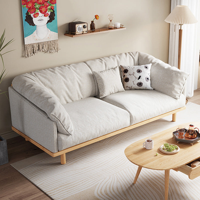 Living Room Cotton Couch Pillow Top Arm Sofa with Solid Wood Legs