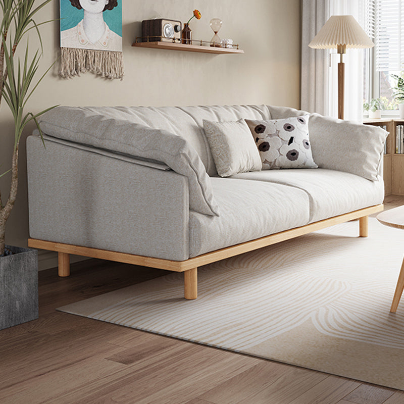 Living Room Cotton Couch Pillow Top Arm Sofa with Solid Wood Legs