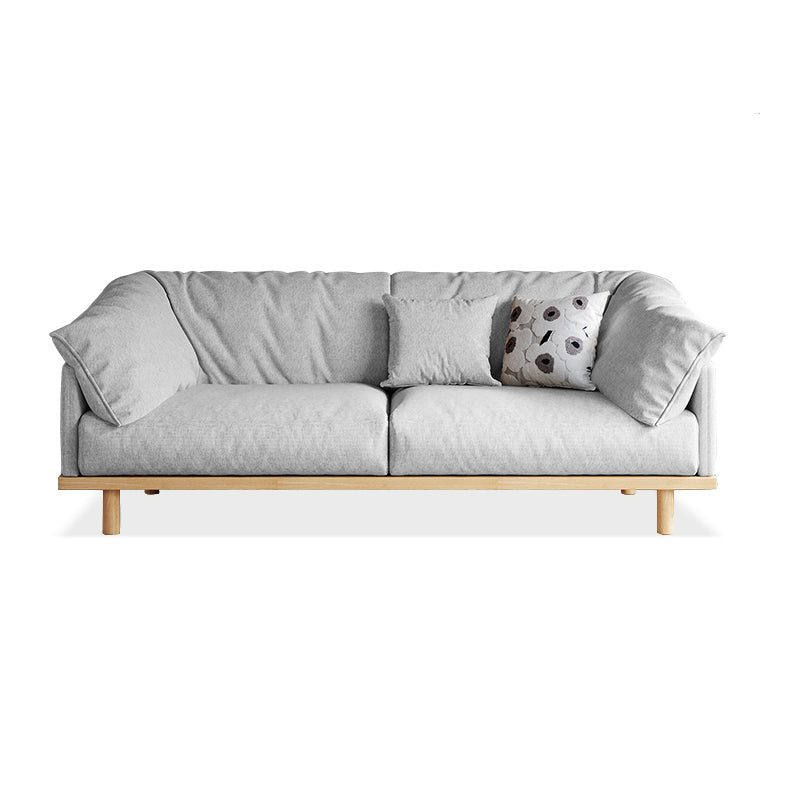 Living Room Cotton Couch Pillow Top Arm Sofa with Solid Wood Legs