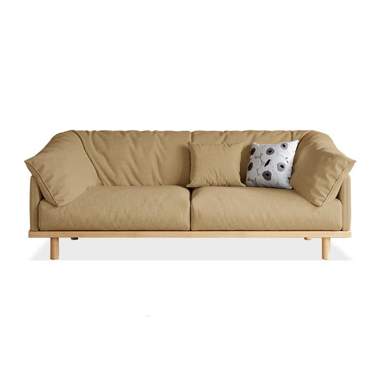 Living Room Cotton Couch Pillow Top Arm Sofa with Solid Wood Legs