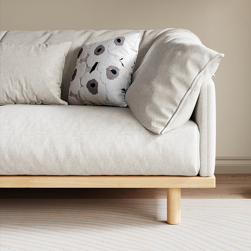 Living Room Cotton Couch Pillow Top Arm Sofa with Solid Wood Legs