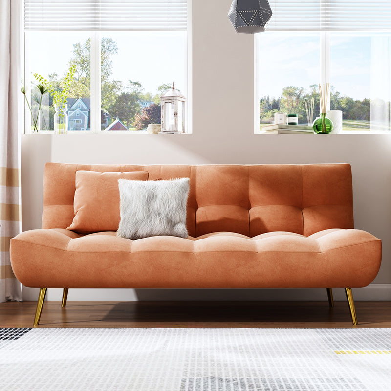 Scandinavian Tufted Back Couch Armless Sofa Bed with Brass Legs