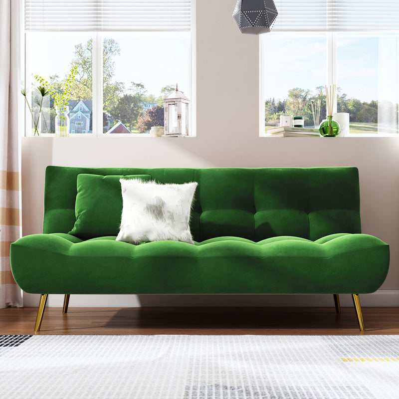 Scandinavian Tufted Back Couch Armless Sofa Bed with Brass Legs