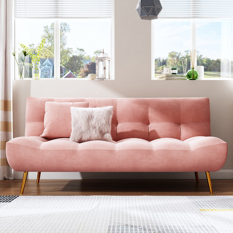 Scandinavian Tufted Back Couch Armless Sofa Bed with Brass Legs