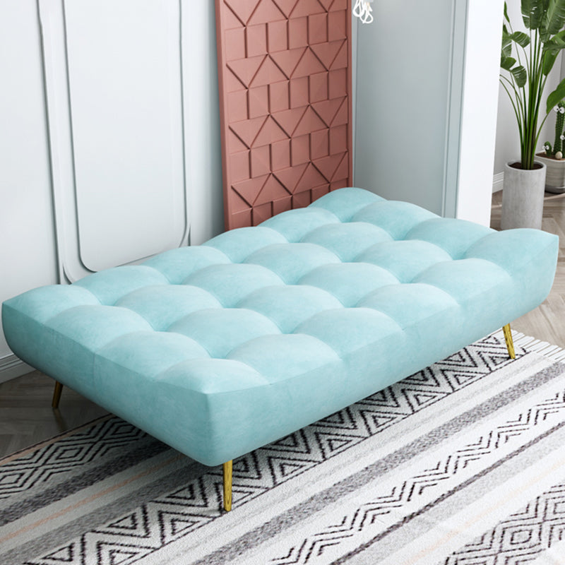 Scandinavian Tufted Back Couch Armless Sofa Bed with Brass Legs