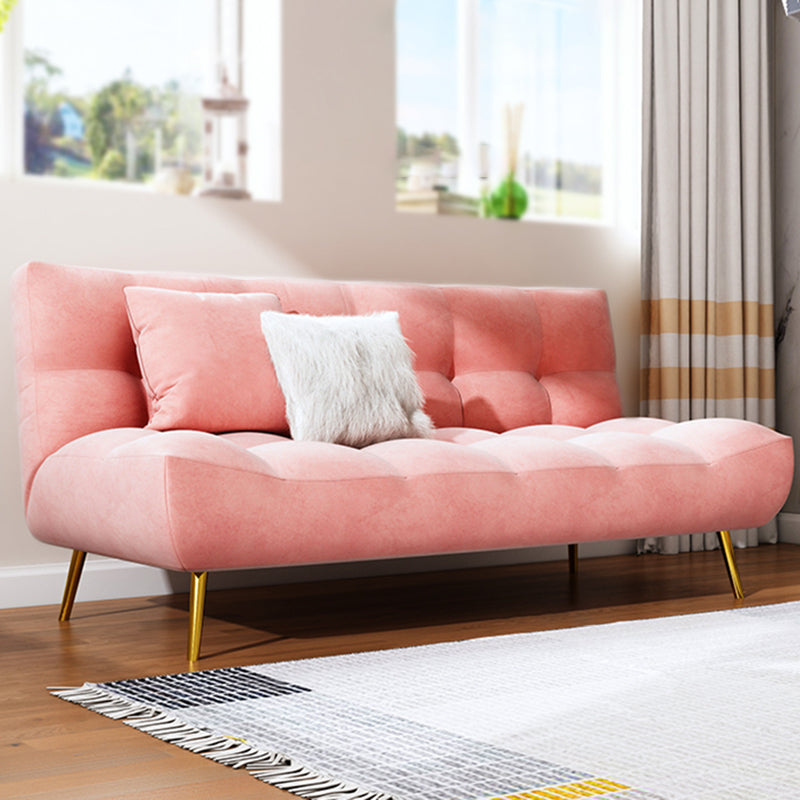 Scandinavian Tufted Back Couch Armless Sofa Bed with Brass Legs